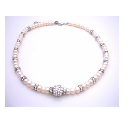 Mother of Bride Groom Gift Freshwater Pearls w/ Rondells Silver Plated Mother of Bride Groom Gift Freshwater Pearls w/ Rondells Silver Plated