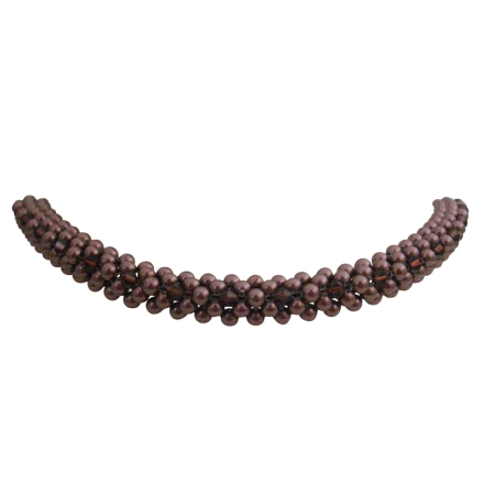 Handcrafted Artistically knitted Rhodium Choker Burgundy Jewelry Handcrafted Artistically knitted Rhodium Choker Burgundy Jewelry