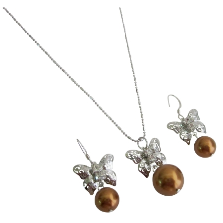Women Gift Special Occasion Butterfly Pearls Drop Jewelry Set Women Gift Special Occasion Butterfly Pearls Drop Jewelry Set