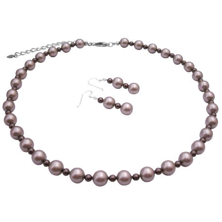 Spectacular Attractive Jewelry Platinum Champagne w/ Brown Pearls Set Spectacular Attractive Jewelry Platinum Champagne w/ Brown Pearls Set