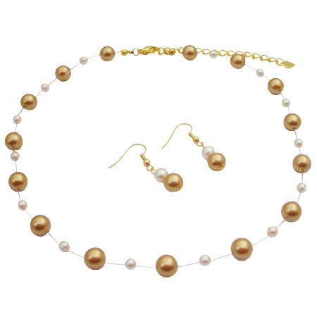 Handmade Jewelry Harvest Gold Pearls Ivory Pearls Gold Chain Jewelry 
