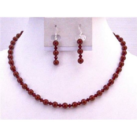 Swarovski Red Bordeaux Pearls Siam Red Wine Color Weding Jewelry Set Swarovski Red Bordeaux Pearls Siam Red Wine Color Weding Jewelry Set