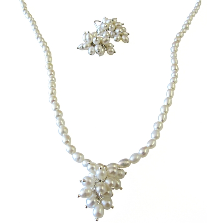 Freshwater Pearls Bunch Of Grapes Pearls Necklace & Earring