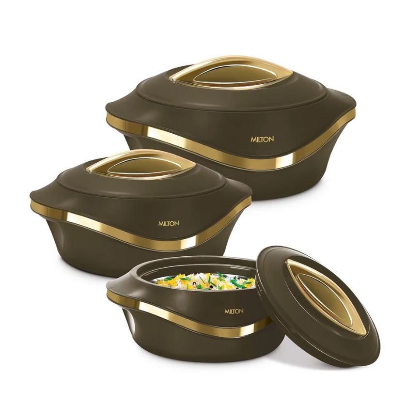 MILTON Pearl Inner Stainless Steel Casserole Setof 3 1000ml, 1500ml, 2000ml