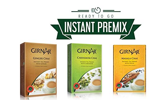 Girnar Instant Milk Tea - Combo Pack - 10 Tea Pouch X 3 Packs - Masala, Ginger & Cardamom