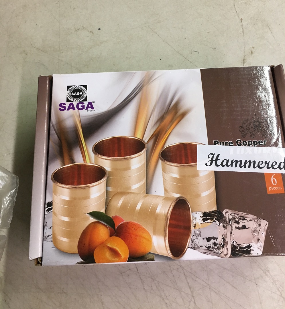Set of 6 Copper Glass (Cup / Tumbler) Gift Pack