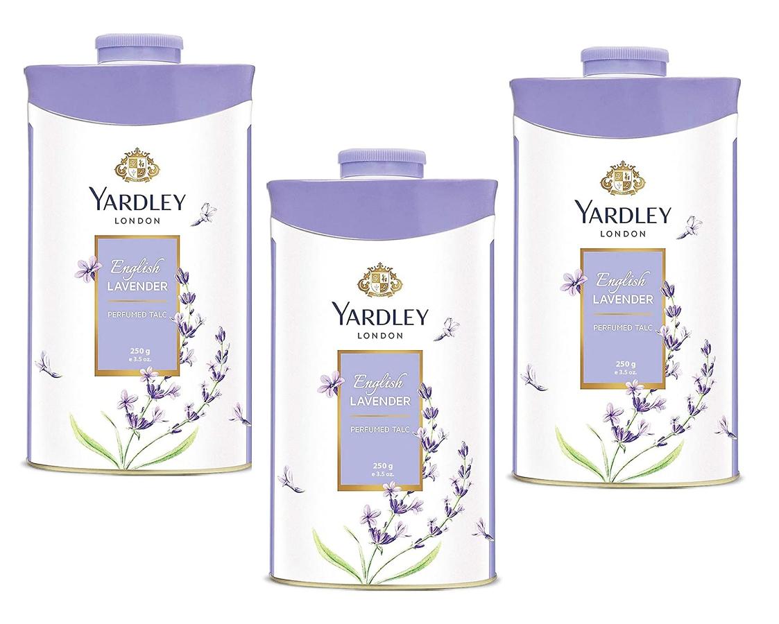 Yardley London Perfumed Fresh Floral Fragrances Locked in a fine & Silky Talcum Powder (Yardley English Lavender Perfumed Talc - 250gm, Pack of 3) Yardley London Perfumed Fresh Floral Fragrances Locked in a fine & Silky Talcum Powder (Yardley English Lavender Perfumed Talc - 250gm, Pack of 3)