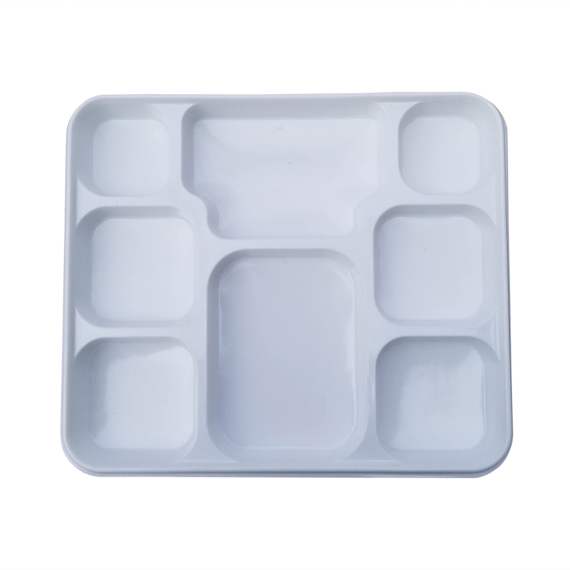 8 Compartment White Disposable Plates Indian Thali Plastic Tray (200
