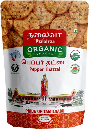 Thalaivaa Organic Pepper Thattai 6 oz