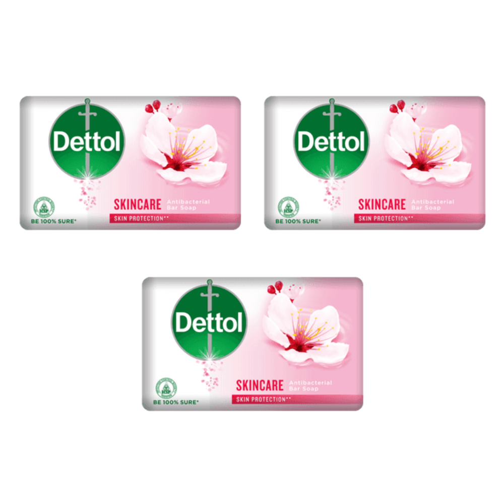 Dettol Skincare Soap - 125g (Pack of 3) | Gentle Protection | Kills 99.9% of Germs | Soft & Healthy Skin