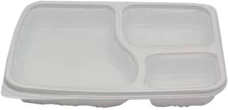 Plastic 3 Compartment Disposable Meal Tray With Lid - 200pcs