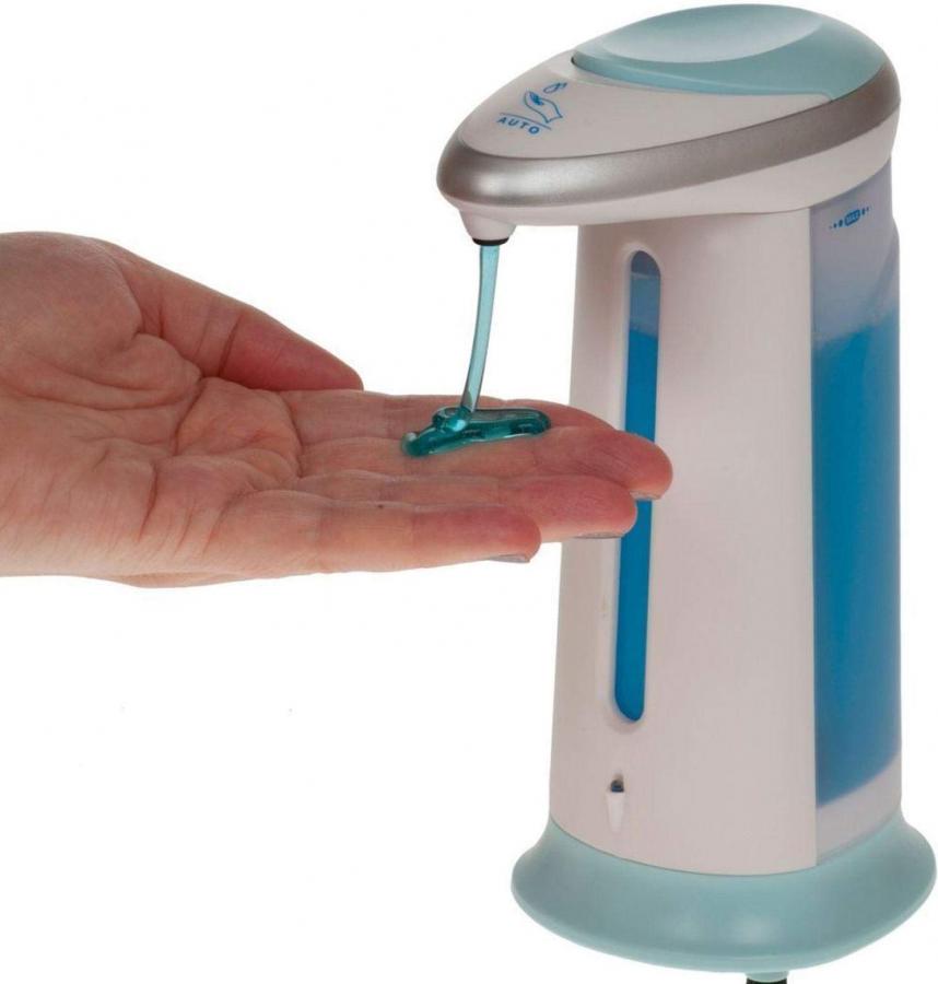 Zover Soap Magic Hands Free Soap Dispenser 400ml (White/Light Blue) Battery Operated Soap Dispenser Soap Dispenser Hands-Free Sensor Battery Operated soapmagic Automatic soap Holder