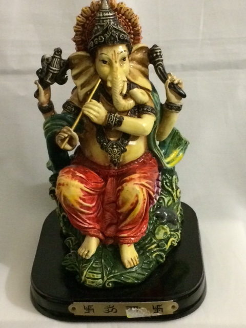 Decorative Wooden Ganesha Statue \w Flute