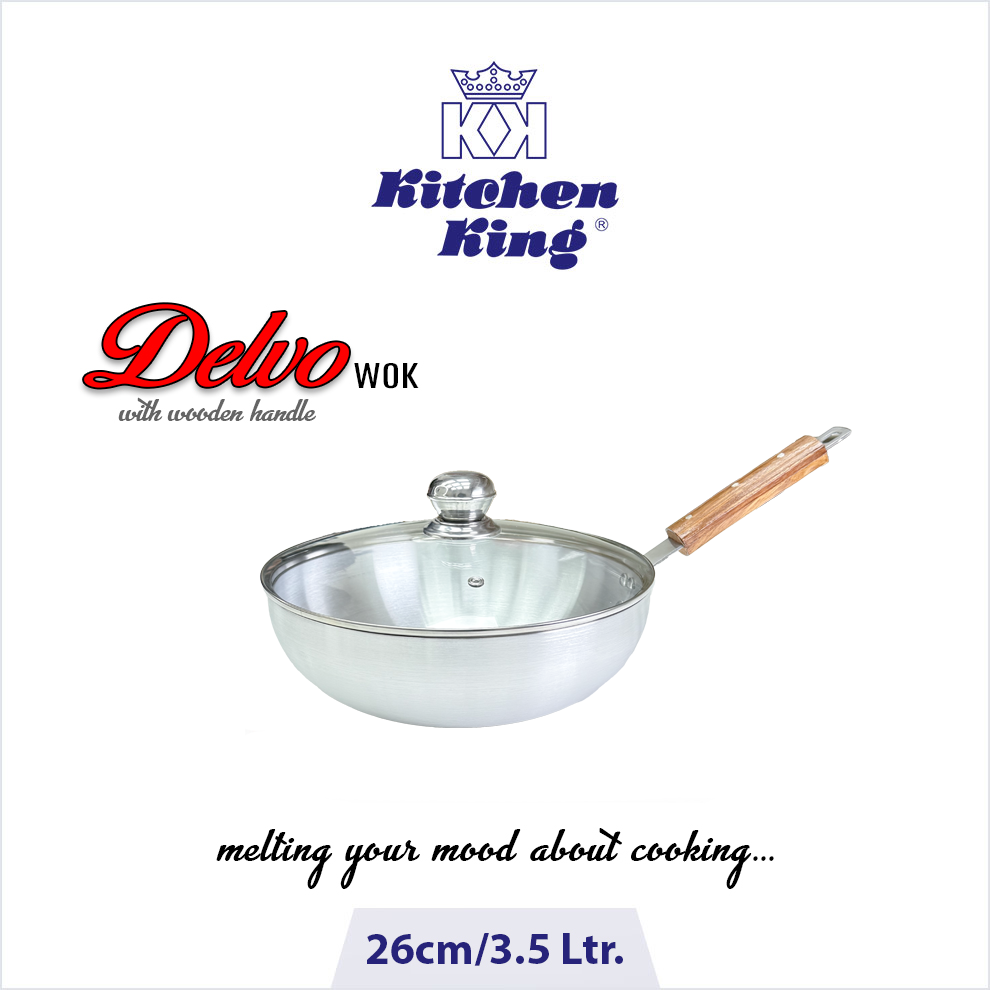 Kitchen King | Delvo Wok/Karahi (Glass Lid) | 26cm