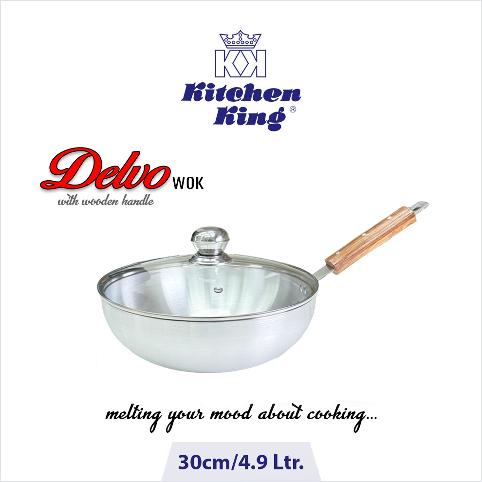 Kitchen King | Delvo Wok/Karahi (Glass Lid) | 30cm