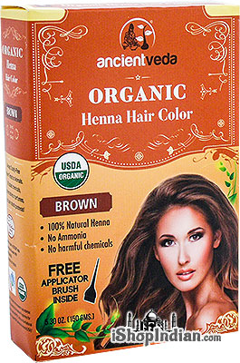 Ancient Veda Organic Henna Hair Color - Brown 150 gms