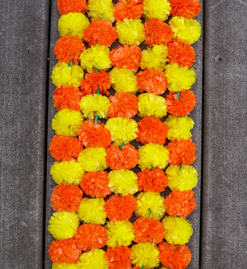 5 PC - 4.5 feet Orange Yellow Marigold Garland for Party Decoration 5 PC - 4.5 feet Orange Yellow Marigold Garland for Party Decoration