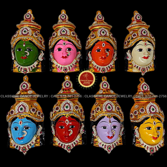 Goddess Ashtalakshmi Ornamented Devi Face Set | Durga Puja Festivals Goddess Ashtalakshmi Ornamented Devi Face Set | Durga Puja Festivals