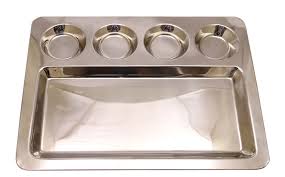Stainless Steel Rectangle Dosa Thali / Saravana Plate 5 Compartments 16.5" Stainless Steel Rectangle Dosa Thali / Saravana Plate 5 Compartments 16.5"