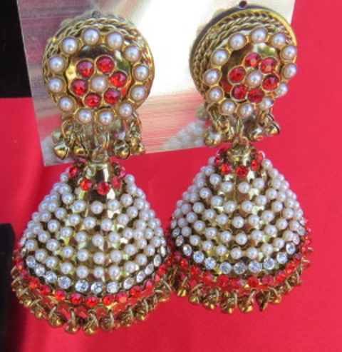 Buy Golden plated Alloy Jhumki Earrings Party Wear Online at Best Price |  Cbazaar