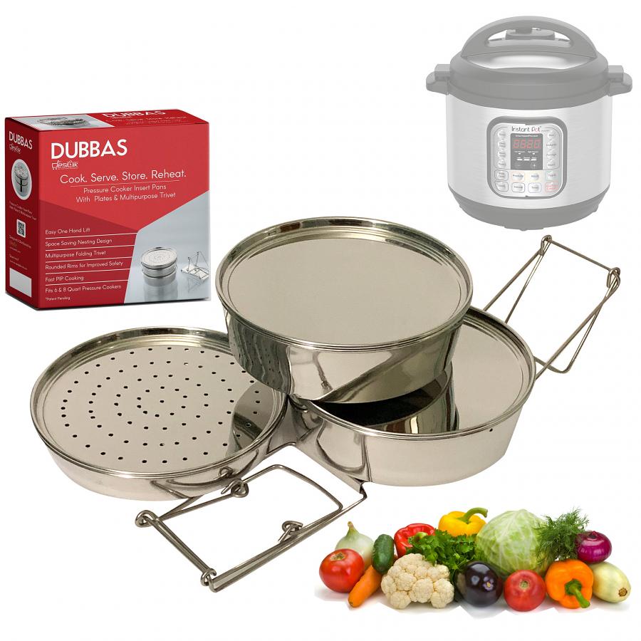 Dubbas - 3 Tier Insert Pans for PIP w/ Lids / Plates & Multipurpose Trivet  #34069