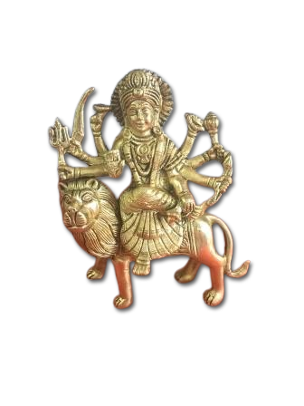 Brass Hindu Goddess Maa Durga Statue w/o Base - 3.5"