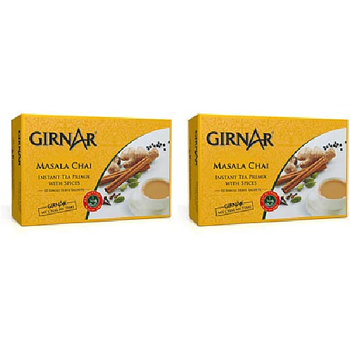 Pack Of 2 - Girnar Instant Masala Chai Milk Tea Sweetened - 220 Gm (7.7Oz) Pack Of 2 - Girnar Instant Masala Chai Milk Tea Sweetened - 220 Gm (7.7Oz)