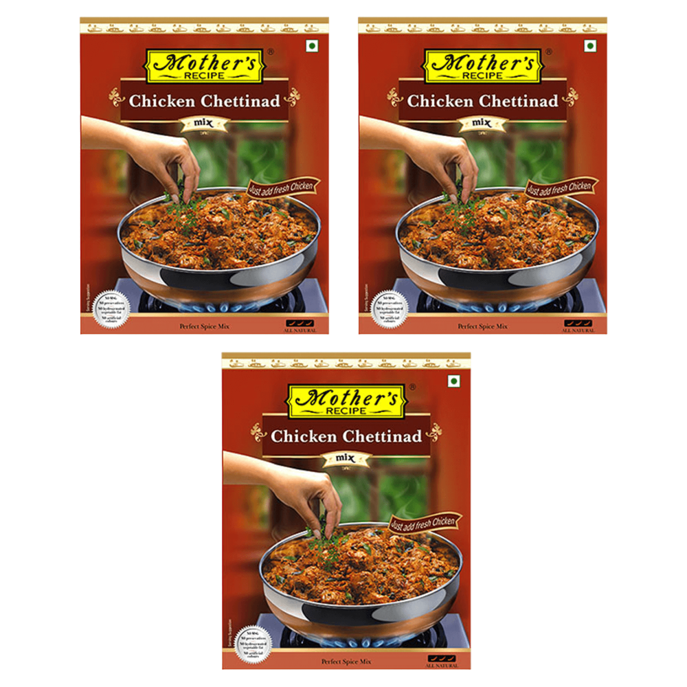 Mother's Recipe RTC Chicken Chettinad - 80g (Pack of 3) | Ready-to-Cook Indian Curry Mix | Authentic South Indian Spice Blend