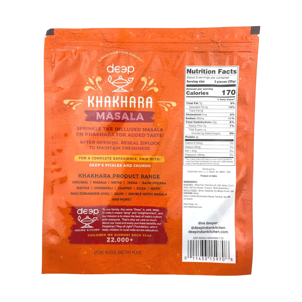 Deep Khakhara Masala - 7oz | Crispy Gujarati Snack | Authentic Indian Flatbread Cracker with Spices