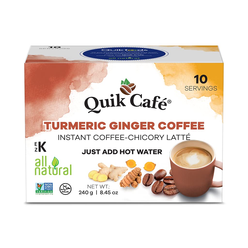 Quik Cafe Turmeric Ginger Instant Coffee Latte - 10 Count Single Box