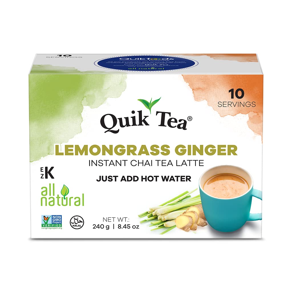 Quik Tea Lemongrass Ginger Instant Chai Tea Latte - 10 Count Single Box Quik Tea Lemongrass Ginger Instant Chai Tea Latte - 10 Count Single Box