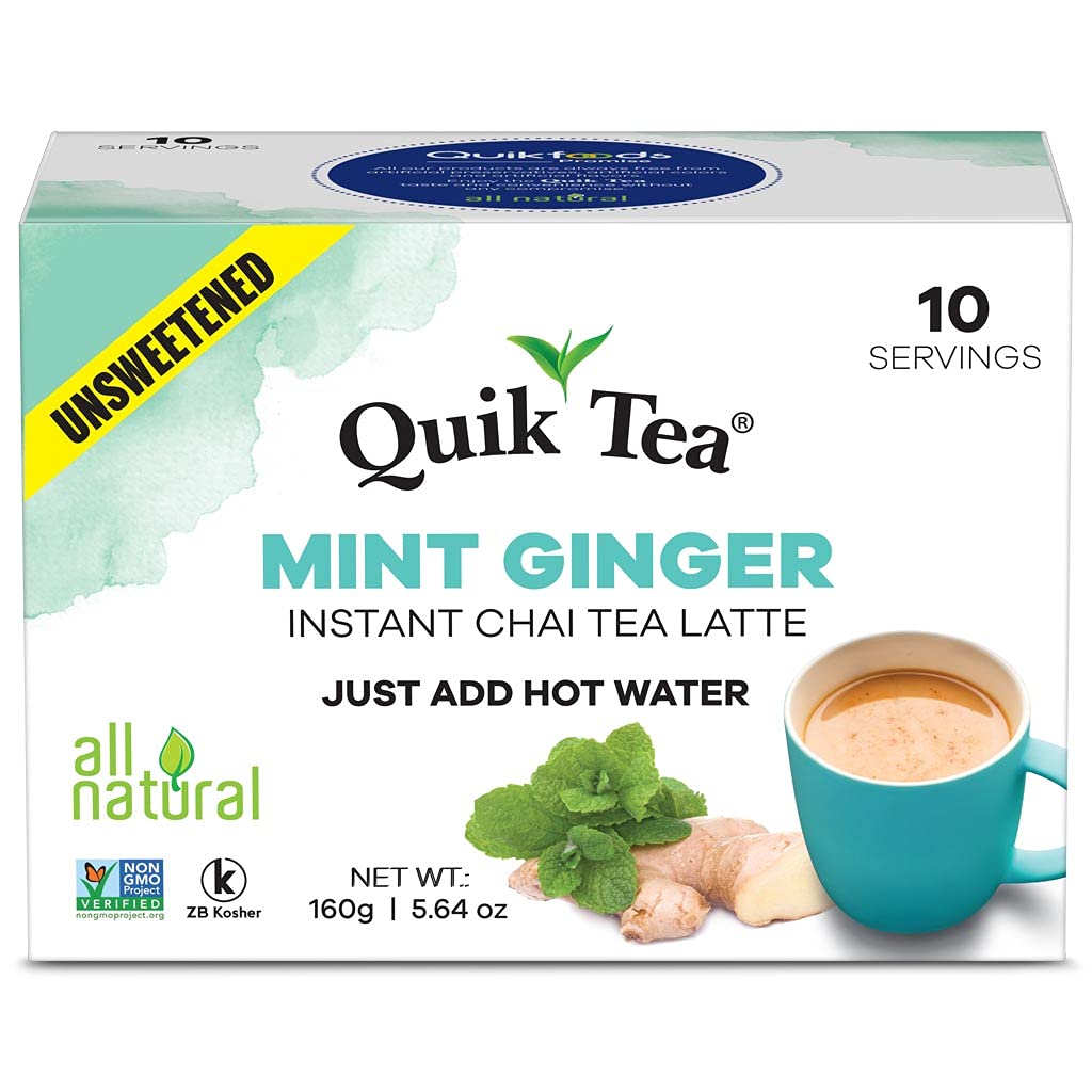 QuikTea Mint (Pudina) Ginger Chai Tea Latte - 10 Count Single Box QuikTea Mint (Pudina) Ginger Chai Tea Latte - 10 Count Single Box