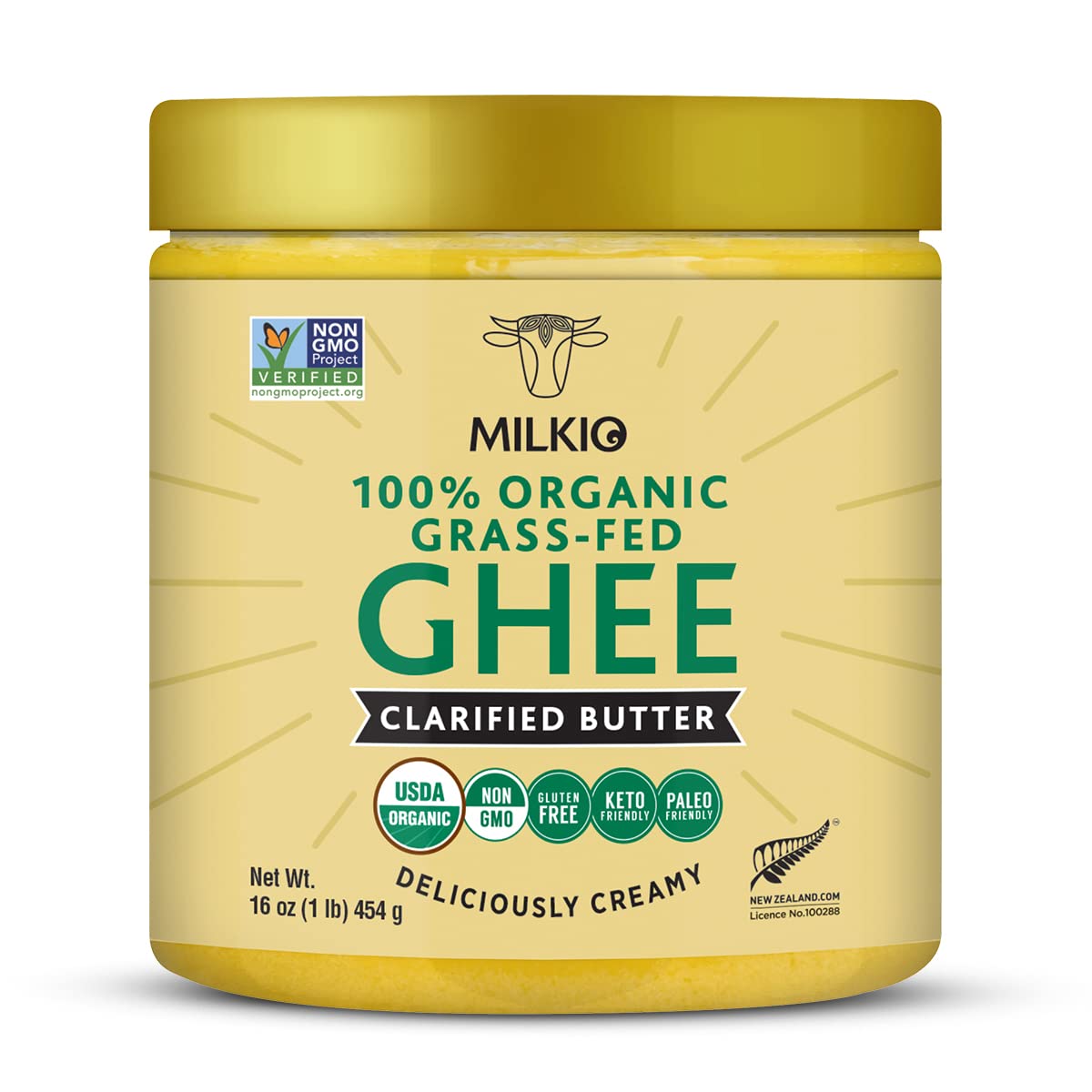 MILKIO 100% Organic Grass Fed Ghee USDA Certified 16 Oz MILKIO 100% Organic Grass Fed Ghee USDA Certified 16 Oz