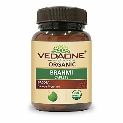 Vedaone Organic Bacopa/Brahmi, 60 Caplets for Mental Alertness, Cognitive Health & Memory Support - Vedaone,White