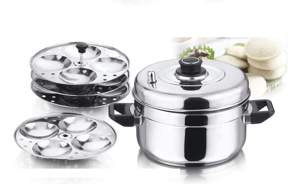 Vinod 4-Plate Idly Stand with Stainless Steel Idli Cooker, Makes 16 Idlys Vinod 4-Plate Idly Stand with Stainless Steel Idli Cooker, Makes 16 Idlys