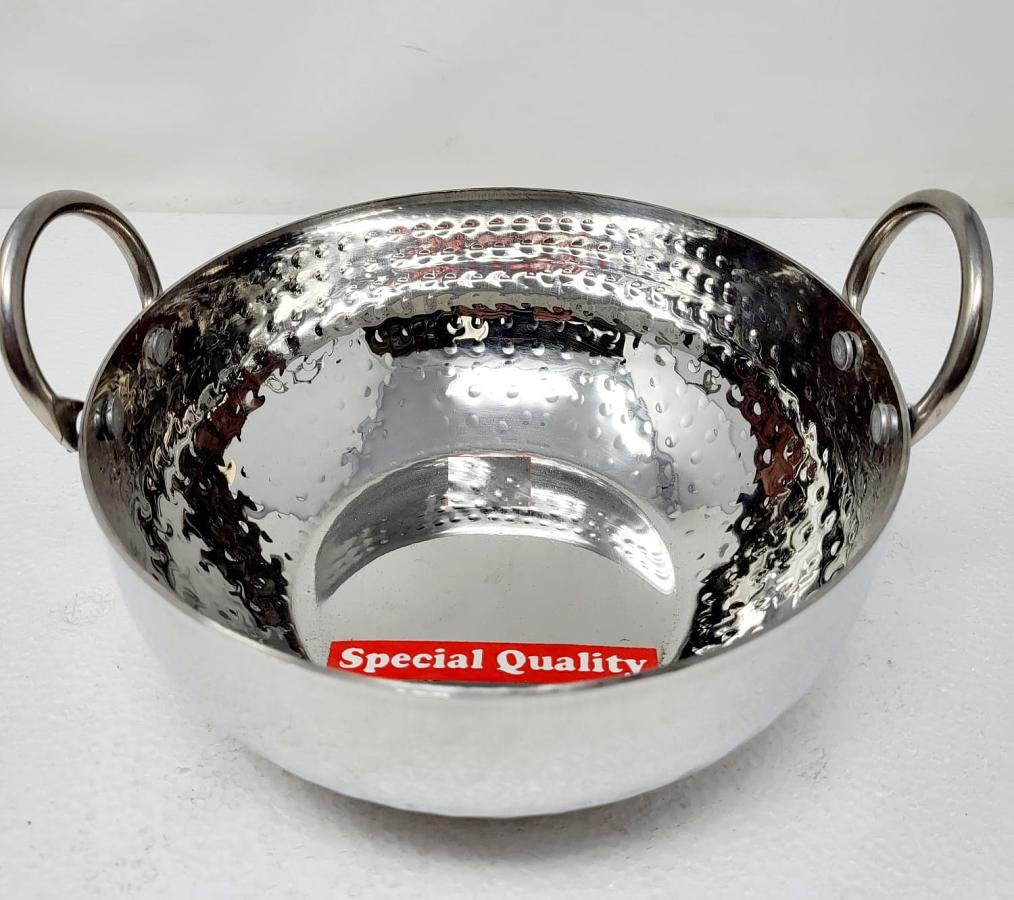 Tabakh Stainless Steel Kadai Flat Bottom Size 12 #56851 | Buy Indian  Cookware Online