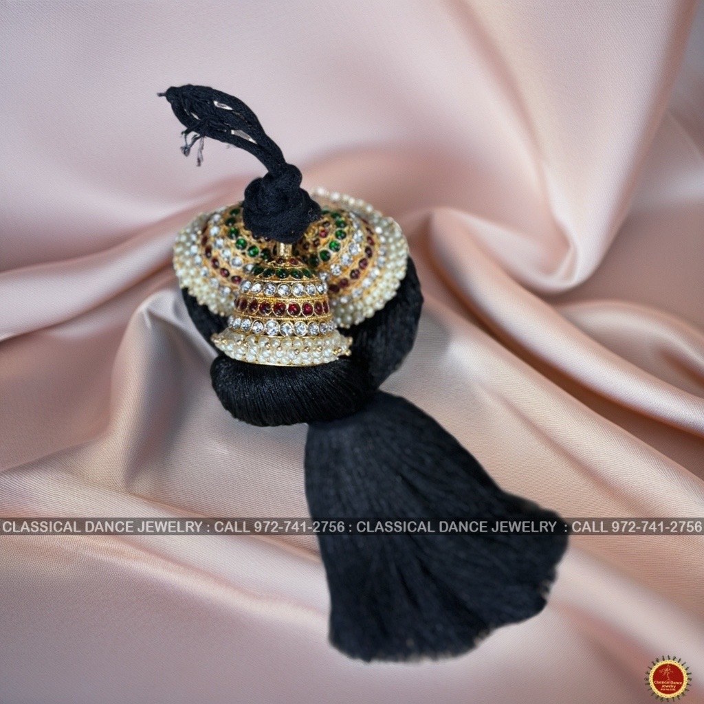 KEMP KUNJALAM | MULTI STONE TASSEL STYLE | CLASSICAL DANCE JEWELRY (CLONE)