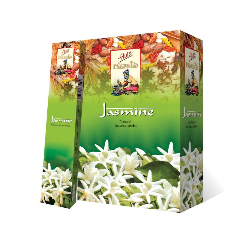 Flute Brand Masala Jasmine Incense Sticks - 15 Sticks/Pack - 12 Packs/Box