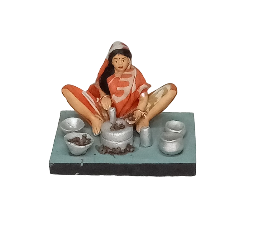  Handmade Clay Working Lady- Atta Chakki