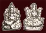 Small Pure Silver Statue of Ganesh & Lakshmi - 20 gms