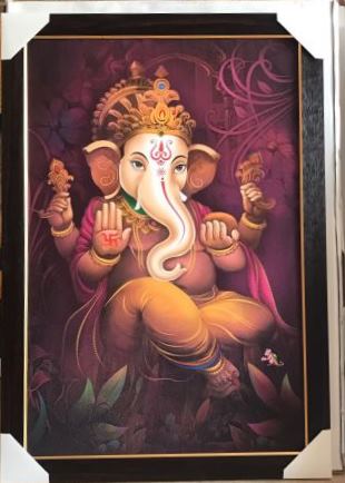 Beautiful Wooden Framed Canvas Print Picture of Ganeshji # 3 - 23 x 33" Beautiful Wooden Framed Canvas Print Picture of Ganeshji # 3 - 23 x 33"