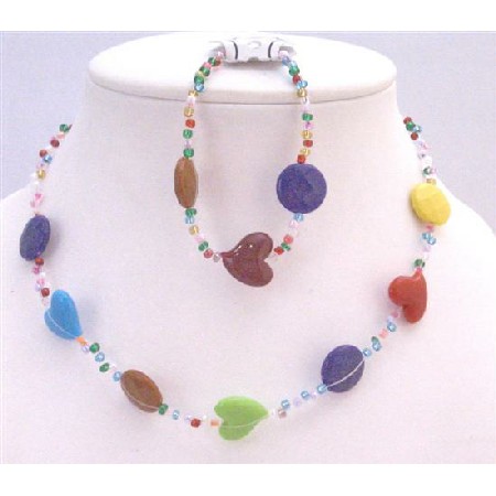 Multicolored Heart Multicolroed Round Flat Beads Girls Return Jewelry Multicolored Heart Multicolroed Round Flat Beads Girls Return Jewelry