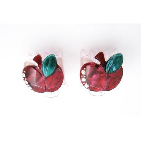 Apple Catcher w/ Cubic Zircon Embedded & Green Leave Beautiful Catcher Apple Catcher w/ Cubic Zircon Embedded & Green Leave Beautiful Catcher