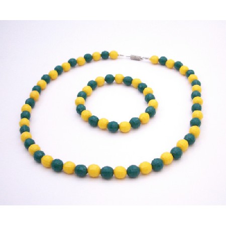 Brazil Jewelry Yellow & Green Pride Jewelry Necklace & Bracelet Brazil Jewelry Yellow & Green Pride Jewelry Necklace & Bracelet