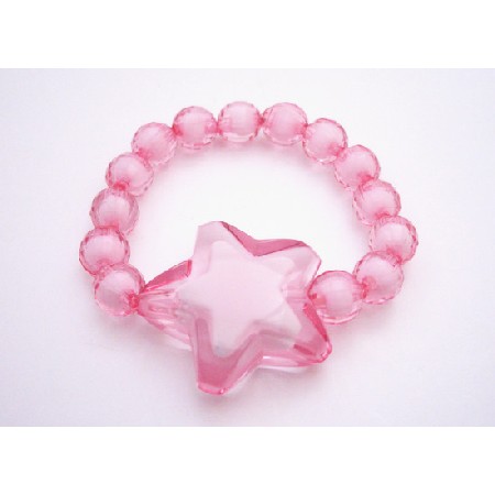 Stretchable Bracelet Trendy Rose Beads w/ Star Bead Best Girls Gift Stretchable Bracelet Trendy Rose Beads w/ Star Bead Best Girls Gift