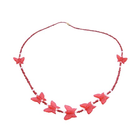 Butterfly Necklace For Children Bright Red Necklace & Butterfly Beads 