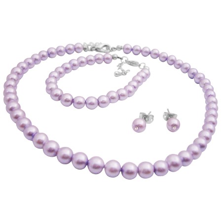 Gorgeous Smashing Stylish Pearls Jewelry Complete Set in Purple Color Gorgeous Smashing Stylish Pearls Jewelry Complete Set in Purple Color