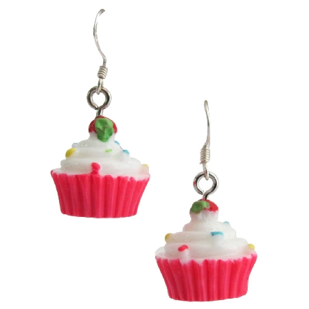 Cupcake Earrings Hypoallergenic Earrings Strawberry Sprinkle Earrings Cupcake Earrings Hypoallergenic Earrings Strawberry Sprinkle Earrings