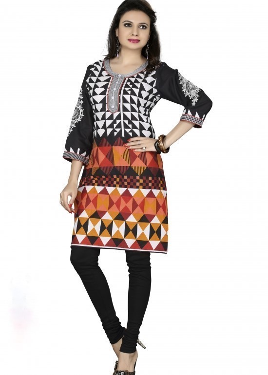 Attractive Threadwork on Neck Designer Cotton Kurti Tunic Size 38, 42