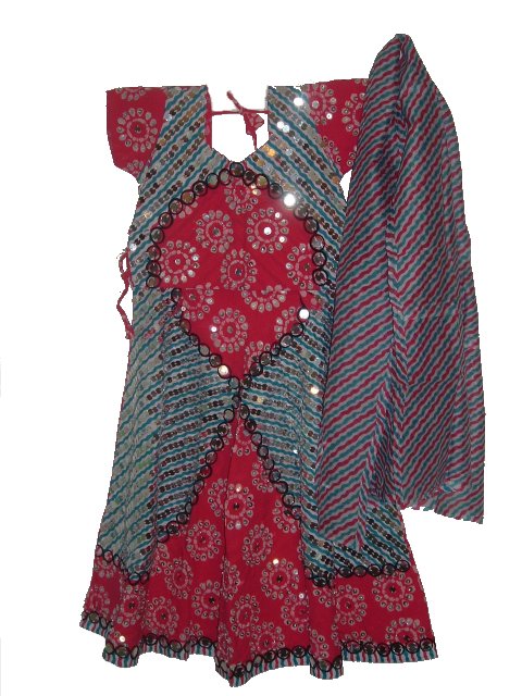 Bandhani Print Garba Chaniya Choli Outfit For Kids